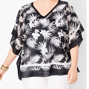 Talbots Botanical Print Silk Poncho